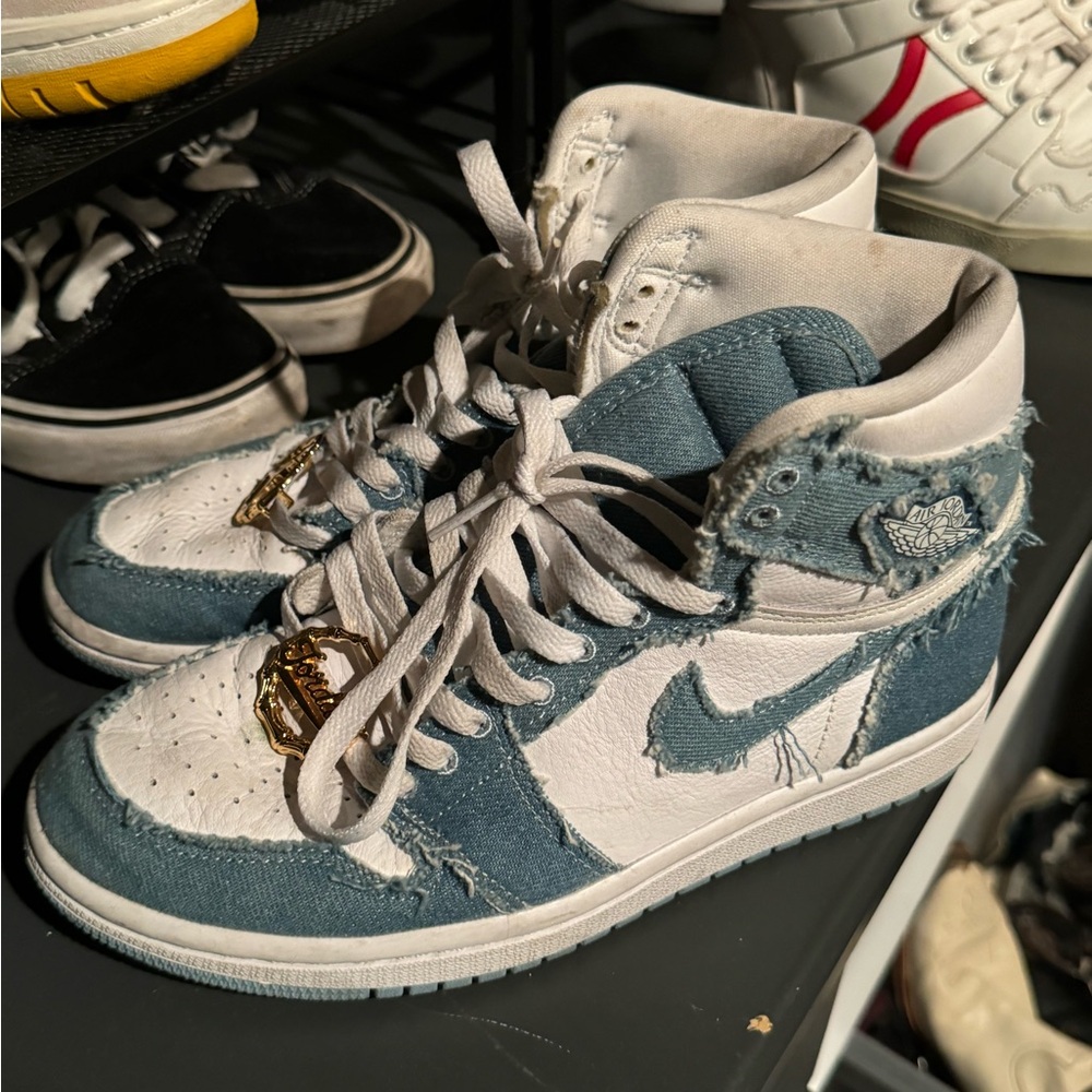 Jordan Blue and White High-Top Sneakers